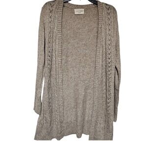 Loved +Adored  Beige Knit Open Front Cardigan Sweater Duster Womens 1X Large